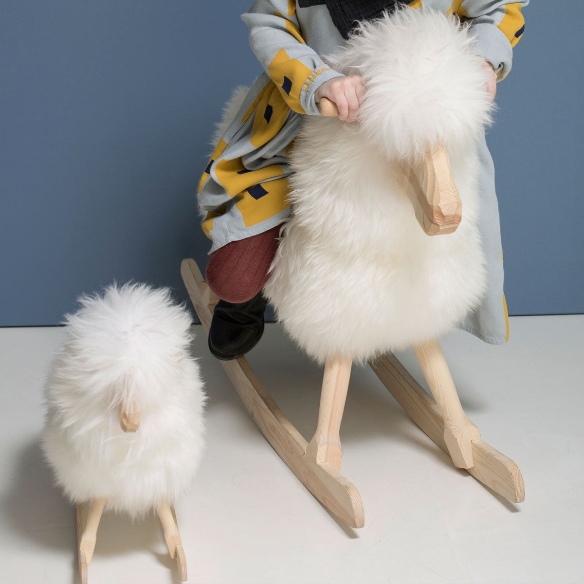 The Rocking Lamb │ Povl Kjer Design │ Made in Denmark │ Natural White Long Wool │ Small